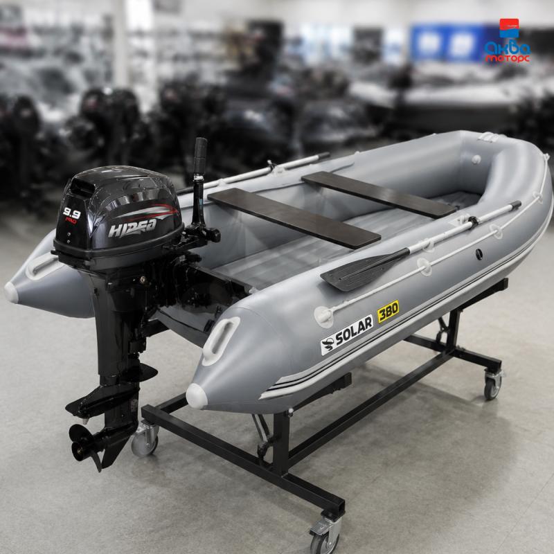 Лодка пвх SOLAR 380 К (оптима) серый + мотор HIDEA HD9.9FHS PRO (20 л.с.)